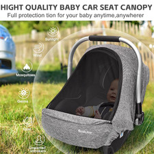 Baby Car Seat Cover Large Mesh Window Breathable Fabric Infant Windproof Canopy