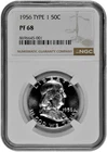 1956 Type 1 50C Proof Silver Franklin Half Dollar NGC Graded PF 68