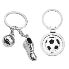 2er Set Fu&szlig;ball Schl&uuml;sselanh&auml;nger aus Metall, Fu&szlig;ballschuh mit Drehball