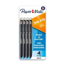 Paper Mate Medium Point InkJoy Gel Pens, Black 4 Pack - Note-Taking/Office Pens