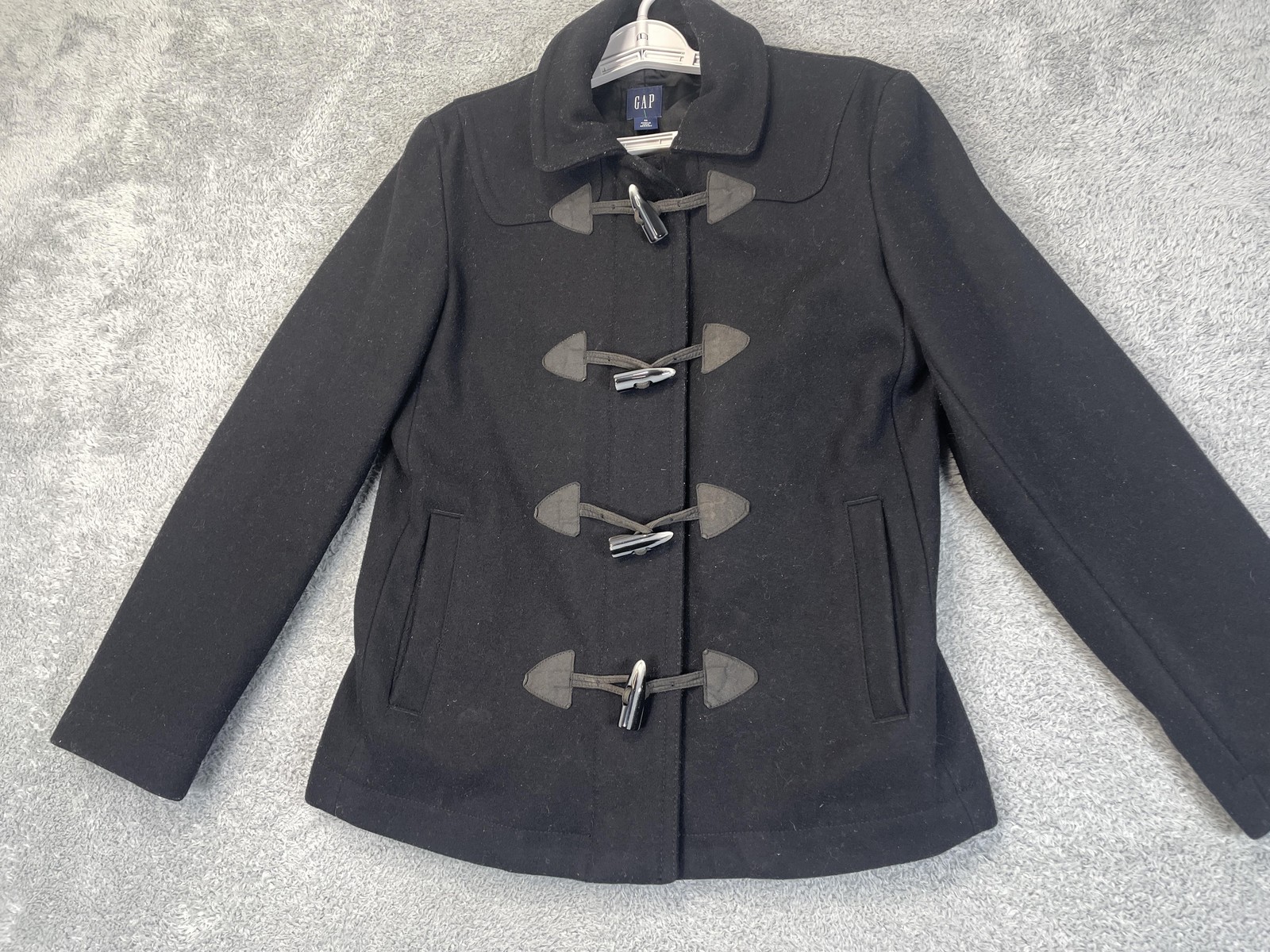 GAP Jacket Womens Medium Black Wool Toggle Duffle… - image 2