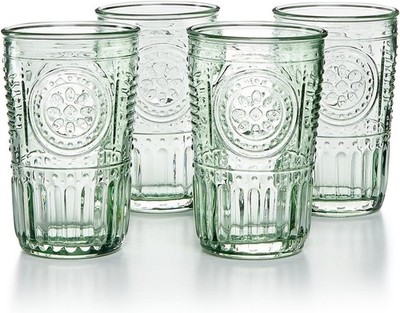 BORMIOLI ROCCO ROMANTIC 11.5 OZ GLASS SET OF 4 GREEN + EXTRA GLASS - NEW IN BOX