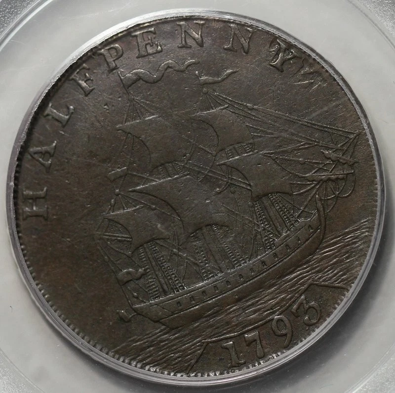 1793/2 Washington Ship Halfpenny, Musante GW-20, Baker -18, (PCGS XF-45) - Image 4 of 4