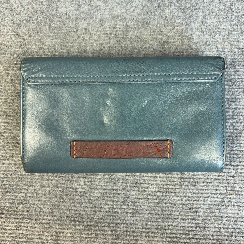 Elk Genuine Grey Leather Envelope Wallet Zip Coin Pocket Purse Card Cash Slots - image 2 of 4