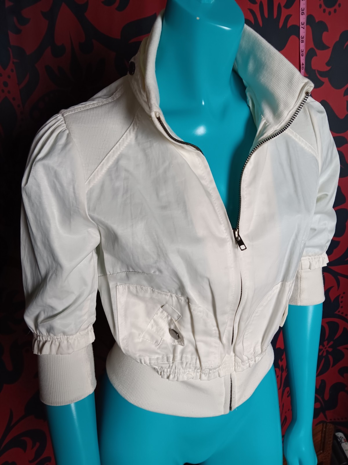 Vintage Active Basic White Jacket Sm 3/4 Sleeves … - image 4