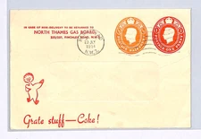 GB KGVI ADVERT Stationery Cover *COMPOUND DIE* ½d+1d THAMES GAS BOARD 1951 XG246