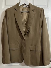 Khaki Tailored Blazer Women  s XL One Button Minimalist Workwear Jacket