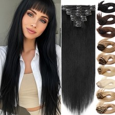 100% Remy Clip in Echthaar Extensions Haarverlängerung 8 Tressen Haarteile Ombre