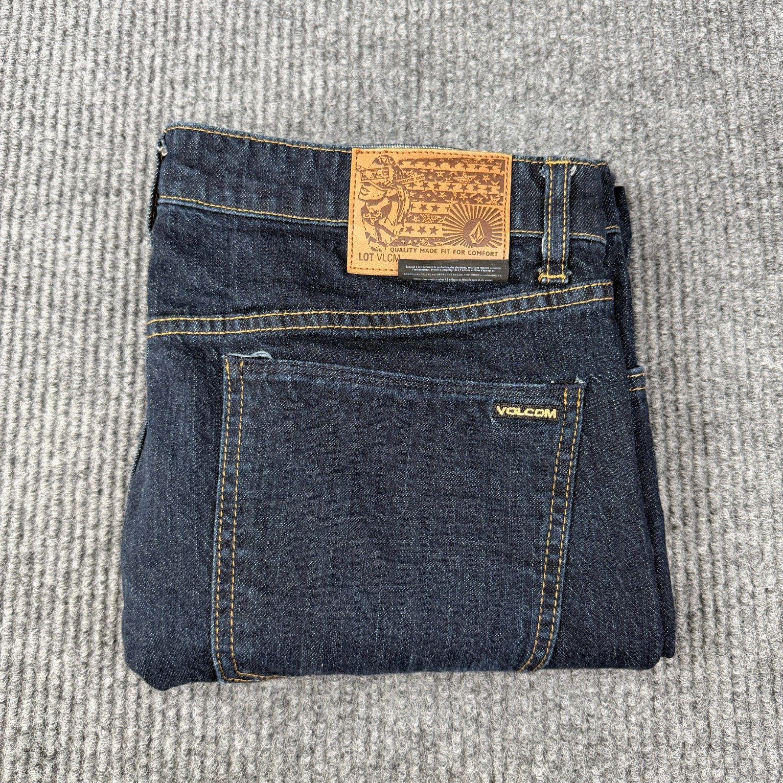 S 34 (35x30 Actual) Slim Straight Blue Denim Dark Wash
