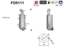 DPF Rußpartikelfilter Dieselpartikelfilter AS FD5111 Cordierit für OPEL COMBO BU