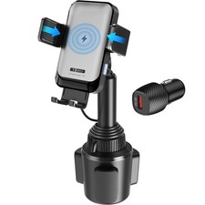 Auto Clamping Wireless Car Charger Sturdy Cup Phone Holder Mount 15W Fast Cha...