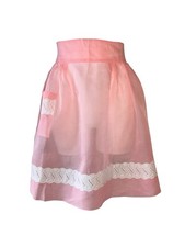 Vintage pink organza Sheer eyelet lace half apron Beautiful 