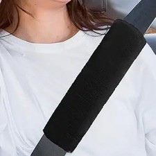 2pcs Car Seat Belt Pads Shoulder Cover Soft Plush Auto Seat Belt Color Black