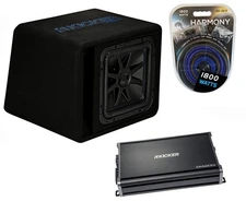 Kicker 44VL7S122 12" 1500 W Solo- Baric Loaded Dual Sub Box W/CX1200.1 Amp Kit