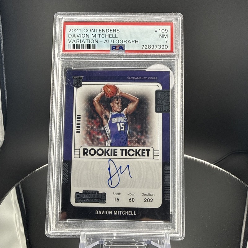 2021-22 Contenders Davion Mitchell RC Auto Rookie Ticket VAR PSA 7