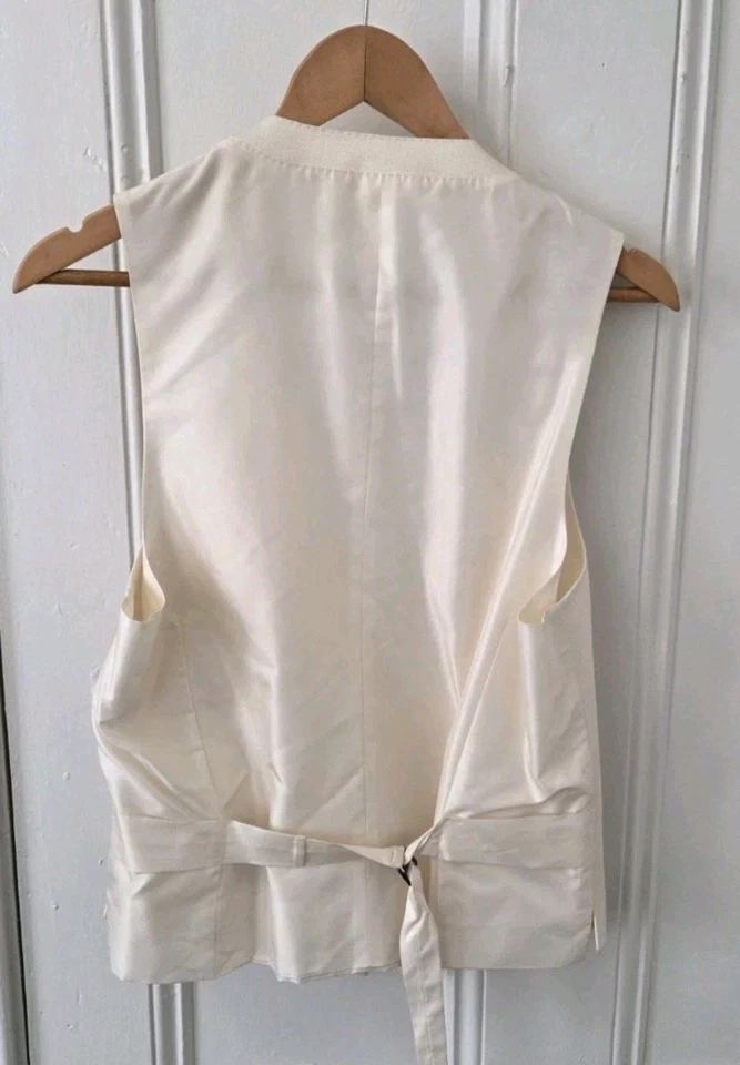 Hermoso Tom Ford Marfil Mezcla Seda/Algodón - Chaleco/Chaleco Corbata Blanco - 48/38R Foto 2 de 4