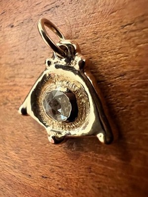 OOAK 14K Gold Sandcast Rose-Cut Diamond Evil Eye Protection Talisman Charm