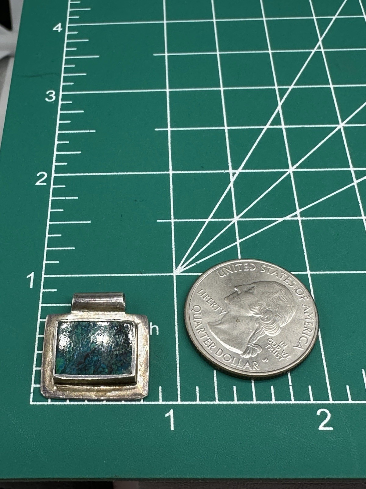 Sterling silver 925 Blue Green Gem Pendant Eilat stone King Solomon Stone? ?