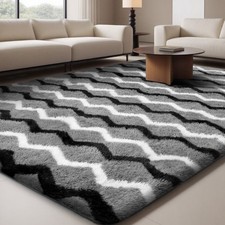 Large Living Room Rugs Non Slip Area Rug Wavy Stripe Washable Bedside Carpet