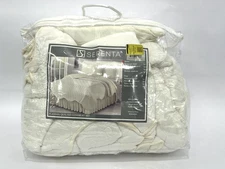 Serenta Diamond Flannel Quilted 4-Piece Coverlet Set Polyester Queen White NEW