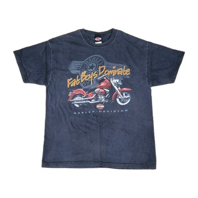 Vintage 90s Harley Davidson T Shirt Mens Large Fat Boys Dominate Savannah GA