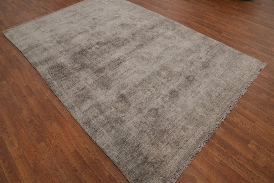 Handmade Transitional Oushak Area Rug 7x10 Ft Gray Silk Carpet Bedroom Rug - Image 4 of 4