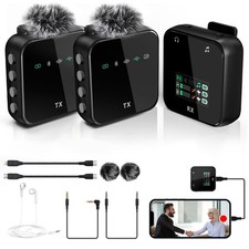 Wireless Lavalier Microphone, Lavalier Microphone for iPhone,Professional Vid...