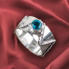 925 Sterling Silver Handmade Jewelry Natural Apatite Gemstone Ring All Size DT