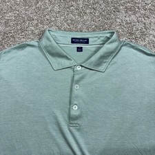Peter Millar Crown Crafted Mens XL Sage Green Micro Stripe Cotton Modal Polo