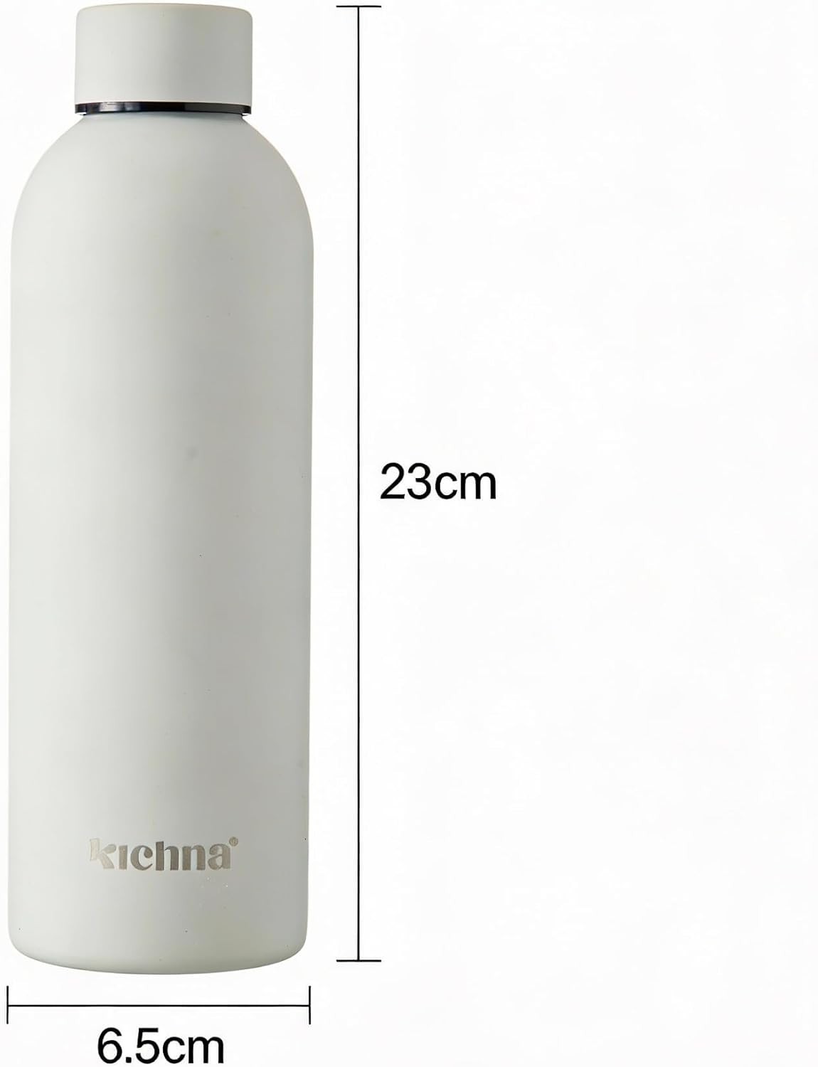 Kichna Stainless Steel Water Bottle 800ml Leakproof BPA Free Unisex White New