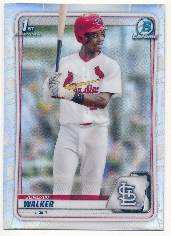 JORDAN WALKER 2020 BOWMAN CHROME DRAFT #57 RC ROOKIE REFRACTOR CARDINALS MINT SP
