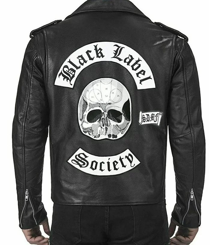 Chaqueta de cuero de motociclista negra asimétrica Zakk Wylde Black Label Society para hombre regalo