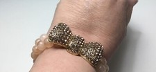 Cookie Lee bracelet, Blushing Bow, stretch double strand, rhinestones