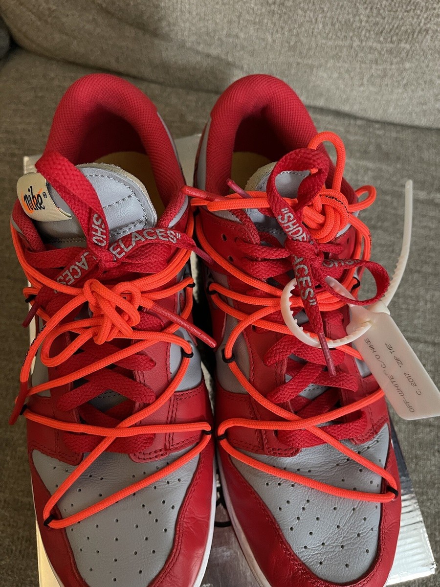 Nike Off-White Dunk Low University Red/ Grey Size 10 Light Nike Off-White Dunk Low University Red/ Grey Size 10 Light