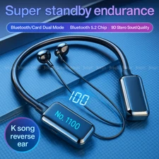 Wireless Bluetooth Neckband Headphones Mic Headset Stereo Earbuds Earphone