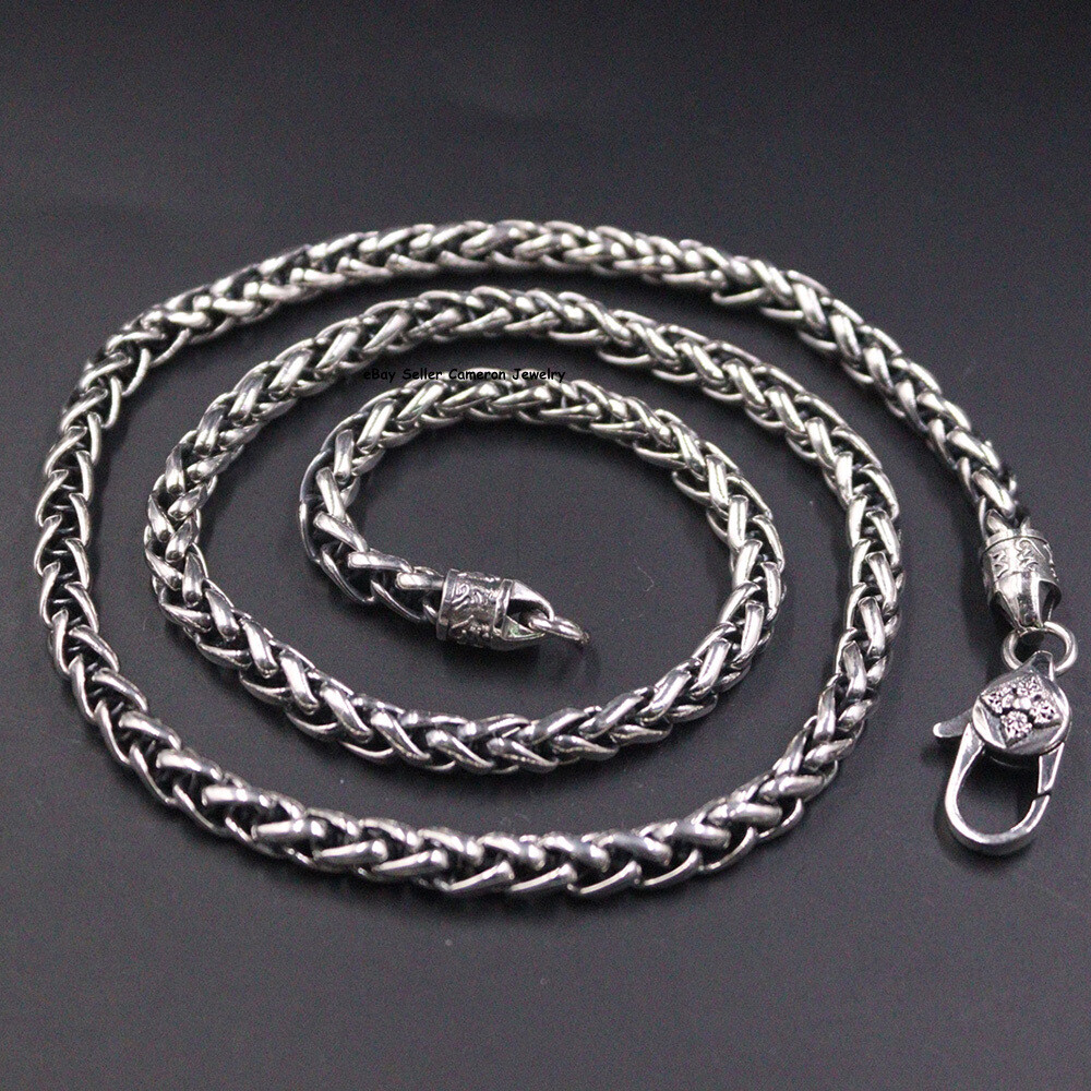 Pure S925 Sterling Silver Chain Vajra 5mm Wheat Link