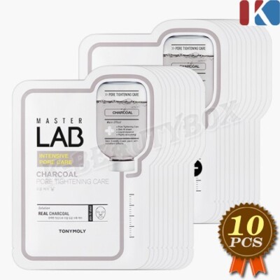 TONYMOLY Master Lab Mask Sheet 19g x 10pcs Charcoal Porenstraffende Maskenblä...