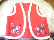 Vintage Matyo Hungarian Embroidered Black Felt Vest with Floral Design