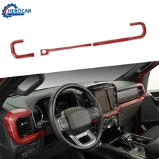🏆Inner Center Console Dash Cover Trim Strip For Ford F-150 21+ Red Carbon Fiber