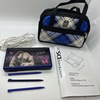 Nintendo DS Lite Handheld Console iCarly  (Cobalt Blue) w/ Charger Stylus Case