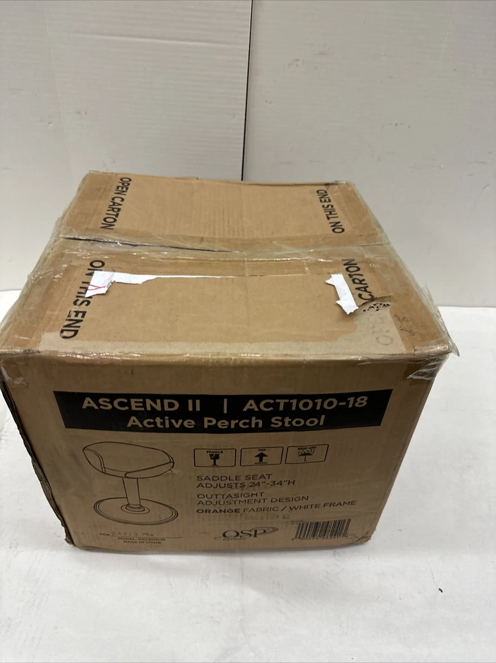 Active 24 in. to 34 in. White Frame and Orange Fabric Perch Seat - Image 2 of 3