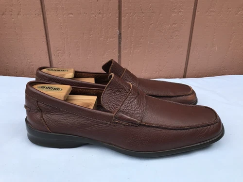 ERMENEGILDO ZEGNA Brown Leather Dress Penny Loafers Shoes Size US 13 D Men A8