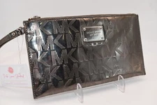 Michael Kors MK Signature Mirror Patent Leather Wristlet in Gunmetal