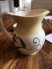 FTD Floral Design Pitcher/Vase w/ Footed Base, China, small 1/8 chip bottom