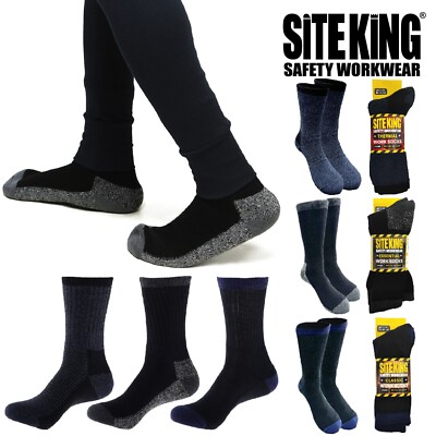 SITE KING 3er-Pack Herren Arbeitssocken Größen 3 bis 14 UK CLASSIC THERMO ESSENTIAL