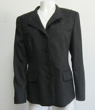 ESCADA Black Striped Blazer with Jewel Detail Size 40