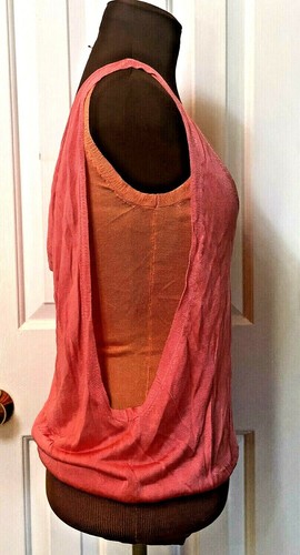 Ted Baker Double Layer Knit Top 0 Sleeveless V-neck V-back Pink/orange NWOT $260 - 第 4/12 張圖片