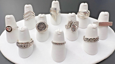 VERSCHIEDENE STERLINGSILBER 925 OHNE STEIN STRUKTUR MODERNIST BÄNDER RINGE SET GRÖSSE 6-8,5