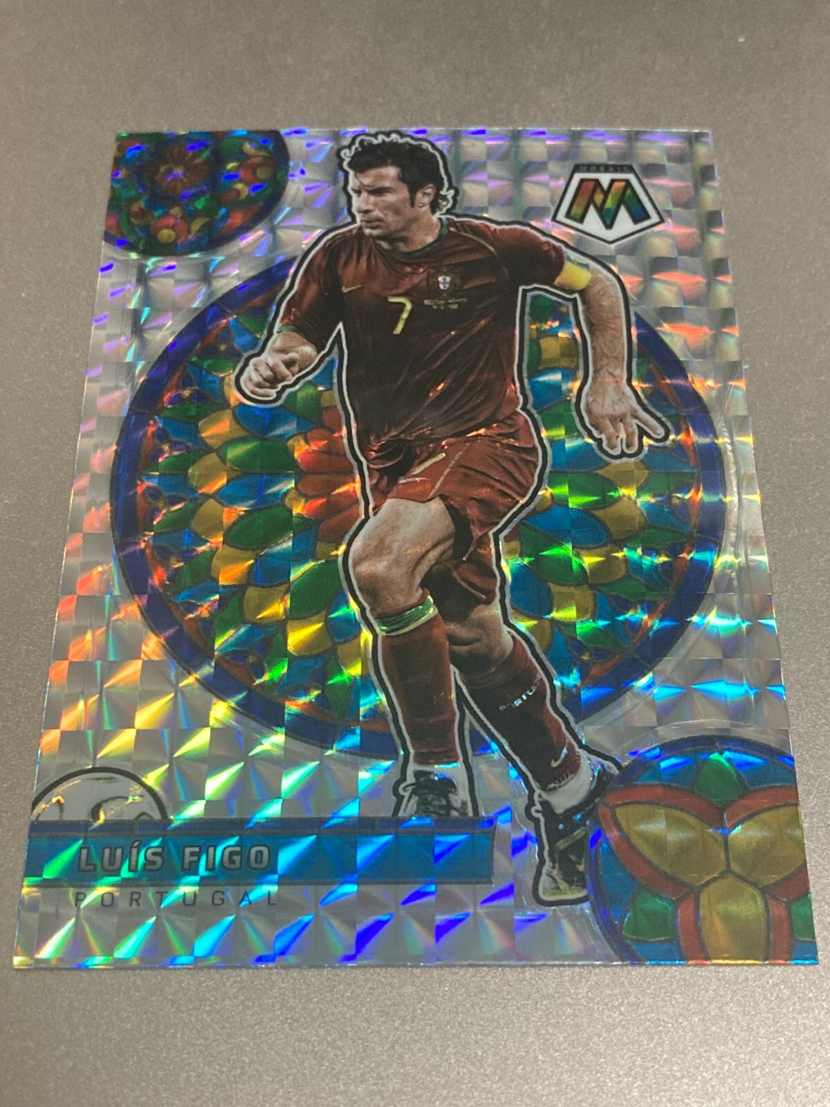 2021-22 Panini Mosaic FIFA World Cup Luis Figo Stained Glass Case Hit