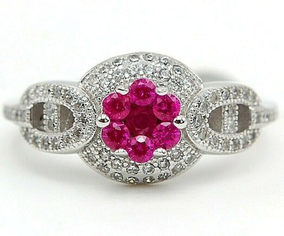 2 Karat behandelter Rubin & Topas 925 massiv Sterlingsilber Ring Schmuck Gr. 6 MK1-1